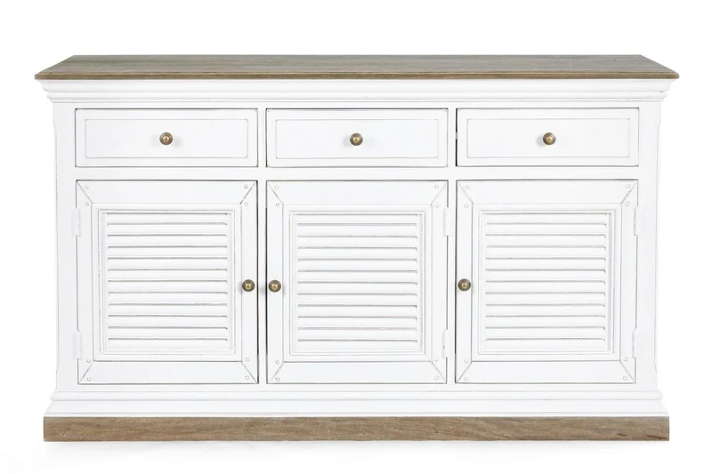 Credenza "Lincoln" in legno di mango, con schienali e laterali in mdf, finitura vernice a base d'acqua, stile rustico