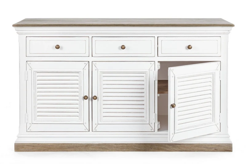 Credenza "Lincoln" in legno di mango, con schienali e laterali in mdf, finitura vernice a base d'acqua, stile rustico