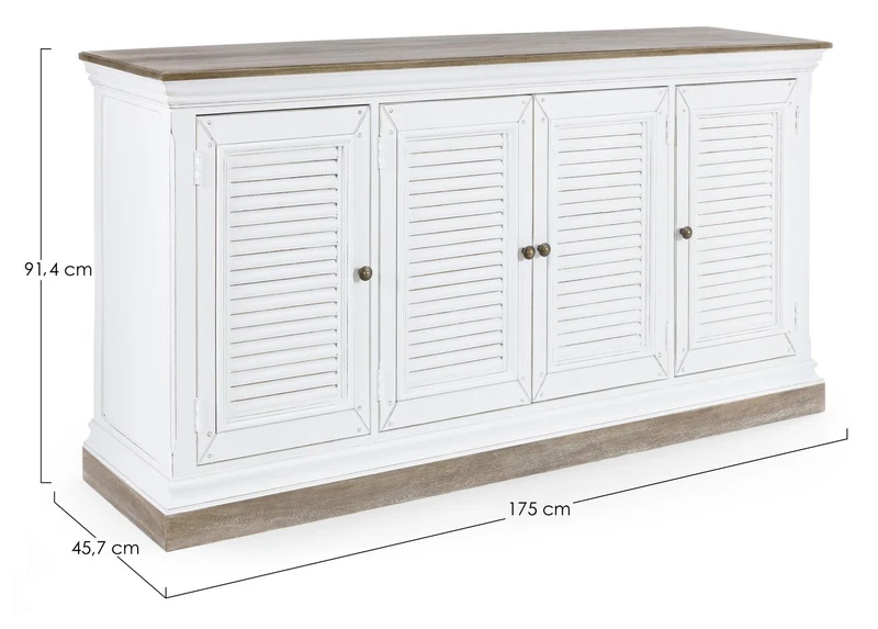Credenza "Lincoln" in legno di mango, con schienali e laterali in mdf, finitura vernice a base d'acqua, stile rustico