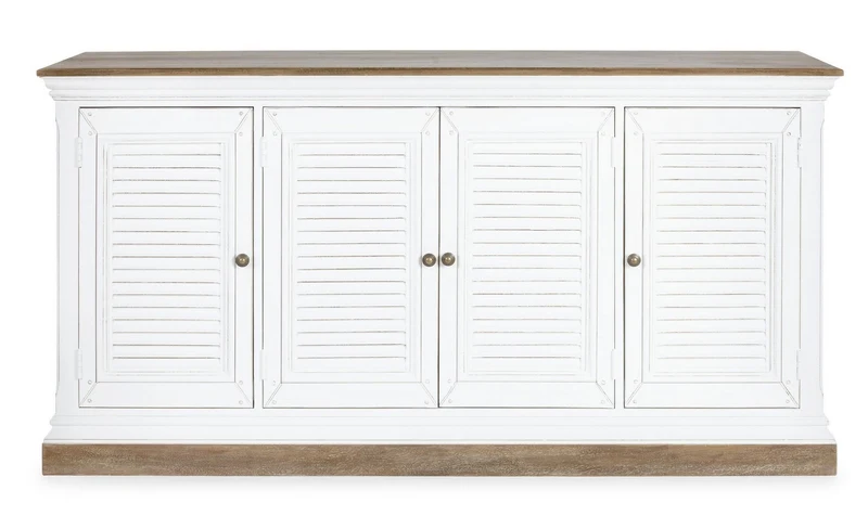 Credenza "Lincoln" in legno di mango, con schienali e laterali in mdf, finitura vernice a base d'acqua, stile rustico