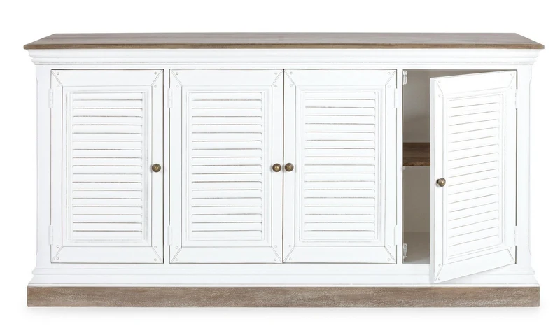 Credenza "Lincoln" in legno di mango, con schienali e laterali in mdf, finitura vernice a base d'acqua, stile rustico