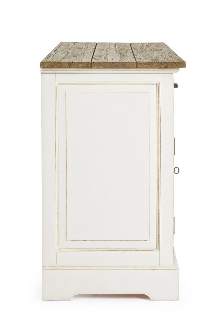 Credenza "Siena" 3 ante e 3 cassetti, con struttura in legno Wadang, stile rustico