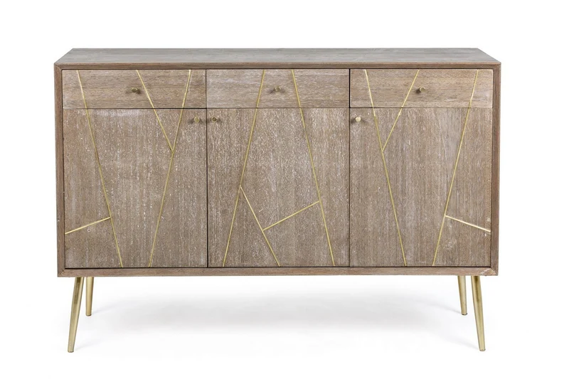 Credenza "Filomena" con in legno teak, pannelli esterni in mdf, finitura a base d'acqua, stile atmosphere