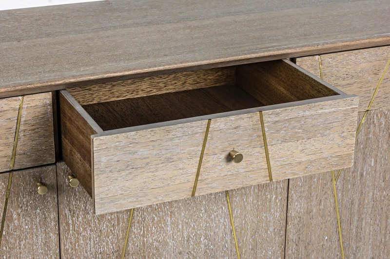 Credenza "Filomena" con in legno teak, pannelli esterni in mdf, finitura a base d'acqua, stile atmosphere
