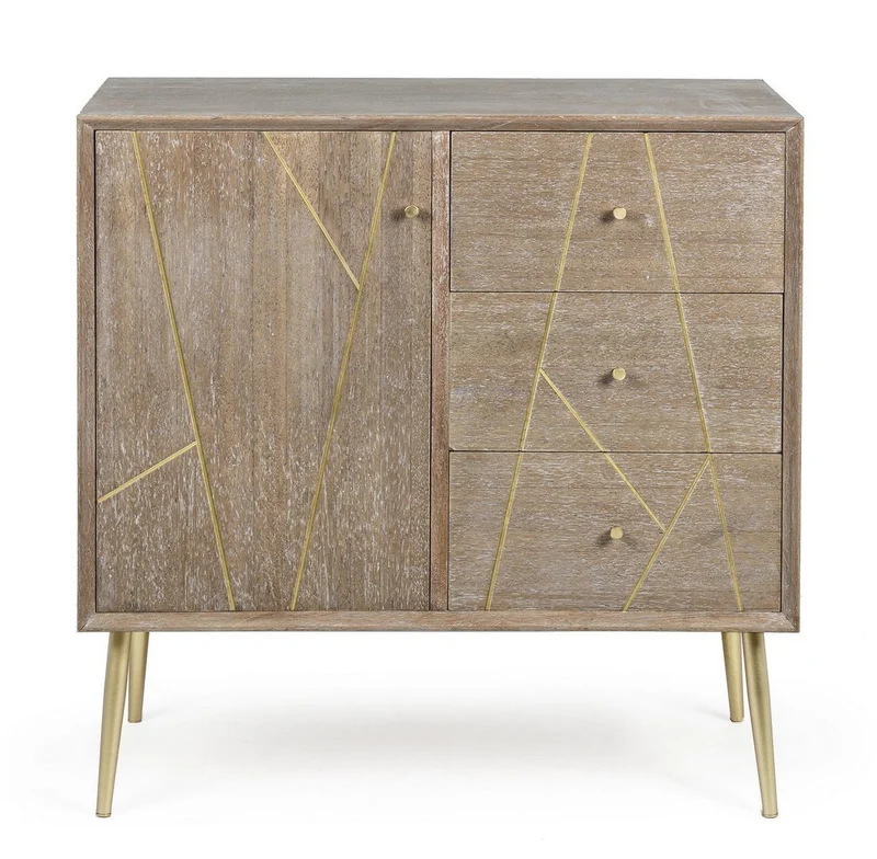 Credenza "Filomena" con in legno teak, pannelli esterni in mdf, finitura a base d'acqua, stile atmosphere
