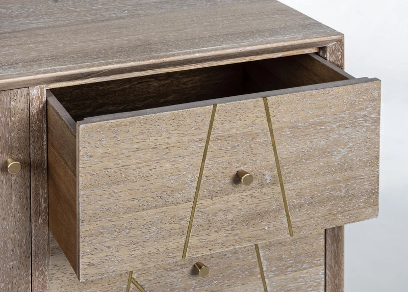 Credenza "Filomena" con in legno teak, pannelli esterni in mdf, finitura a base d'acqua, stile atmosphere
