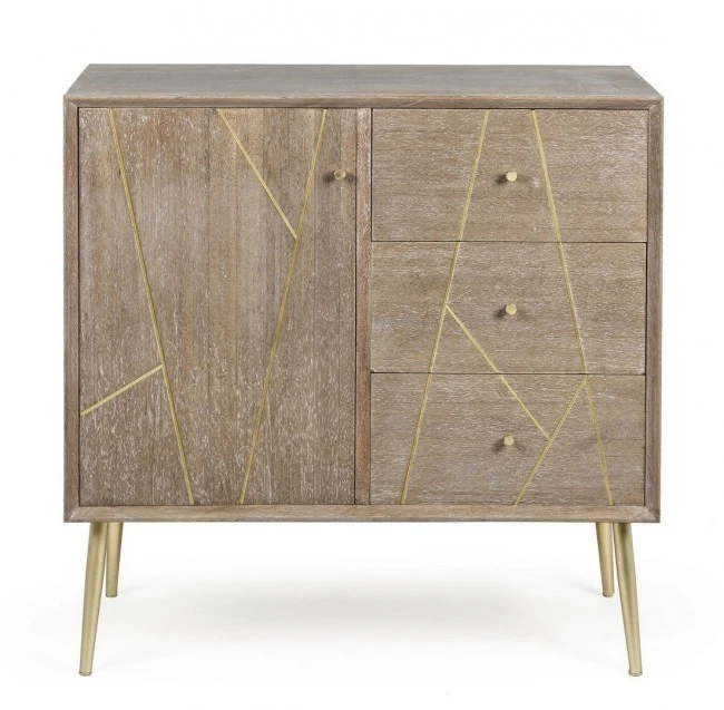 Credenza "Filomena" con in legno teak, pannelli esterni in mdf, finitura a base d'acqua, stile atmosphere