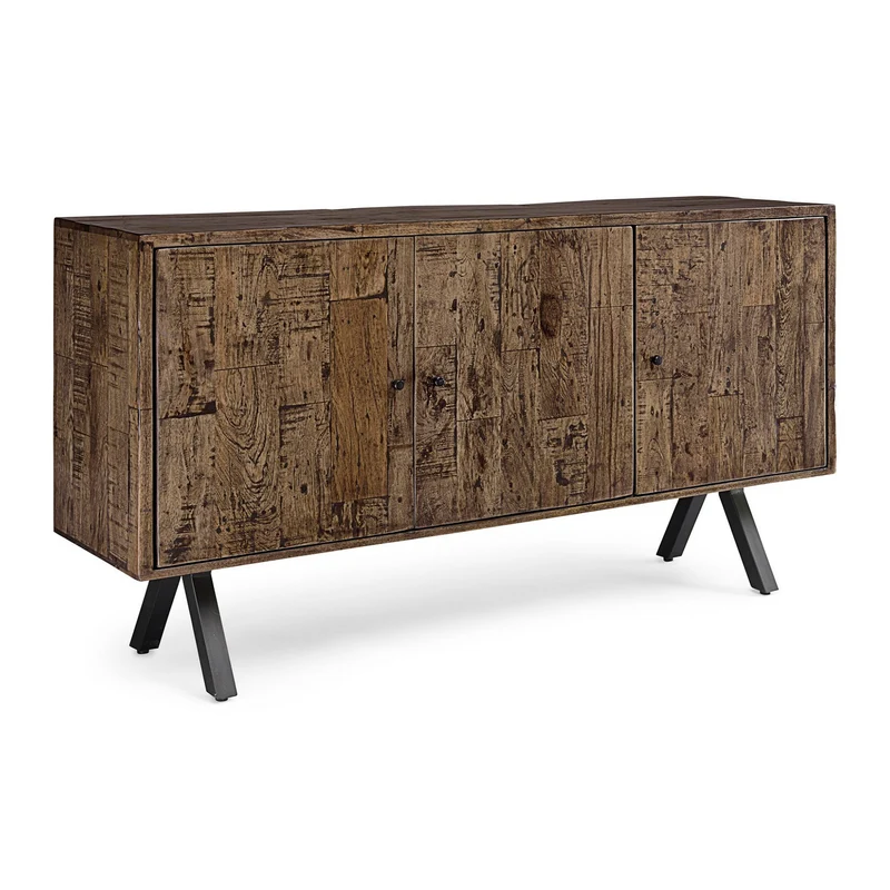 Credenza "Archer" 3 ante, con struttura in legno riciclato, stile design