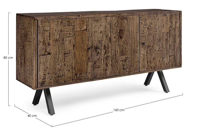Credenza "Archer" 3 ante, con struttura in legno riciclato, stile design