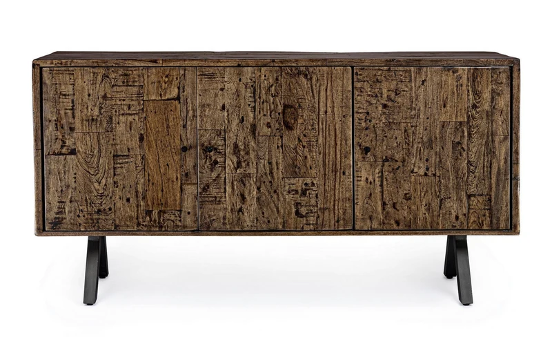 Credenza "Archer" 3 ante, con struttura in legno riciclato, stile design