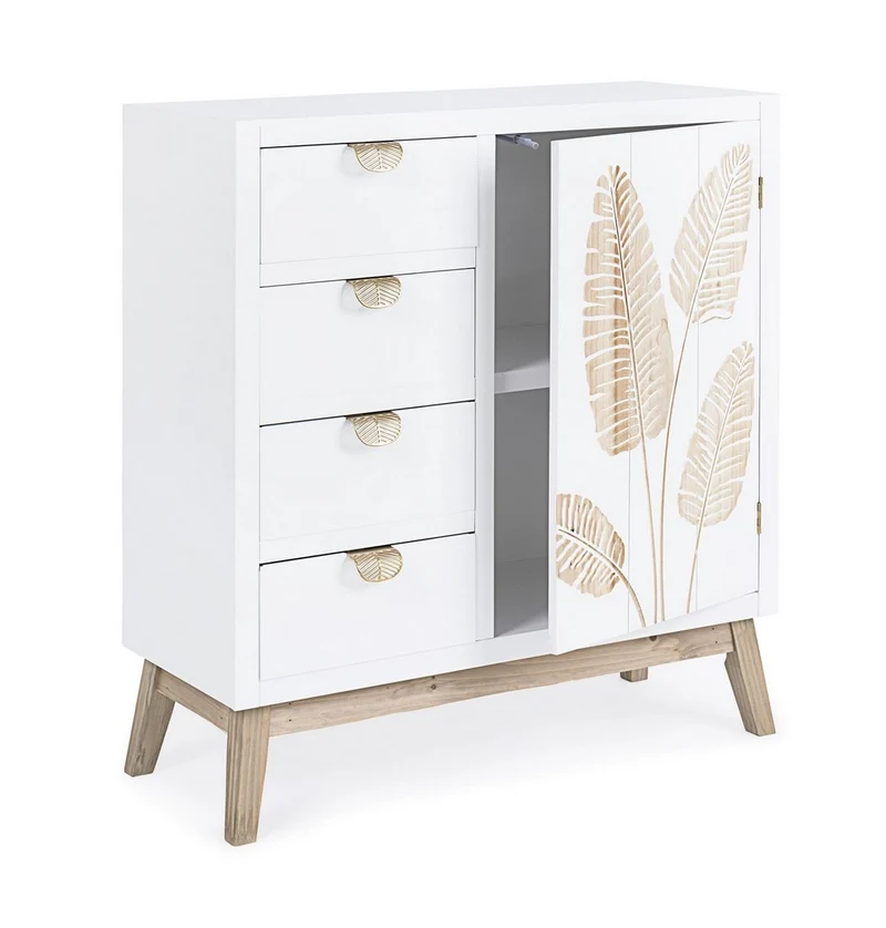Credenza "Folium", con struttura in abete e mdf, piano e schienale in mdf, stile design