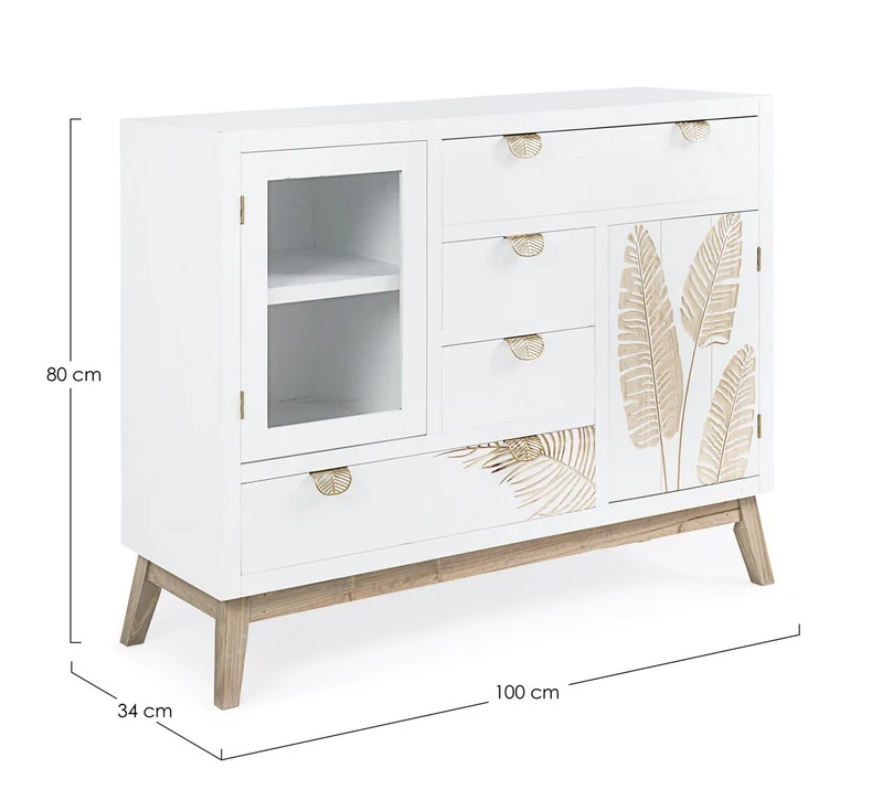 Credenza "Folium", con struttura in abete e mdf, piano e schienale in mdf, stile design