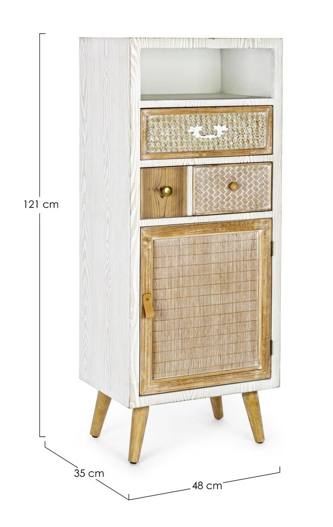 Credenza "Eloise", struttura in legno MDF o legno di abete, pomelli in acciaio, stile naturale