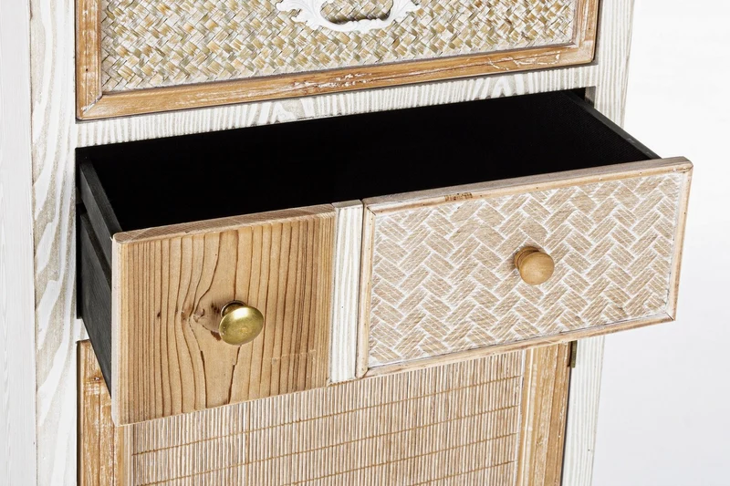 Credenza "Eloise", struttura in legno MDF o legno di abete, pomelli in acciaio, stile naturale