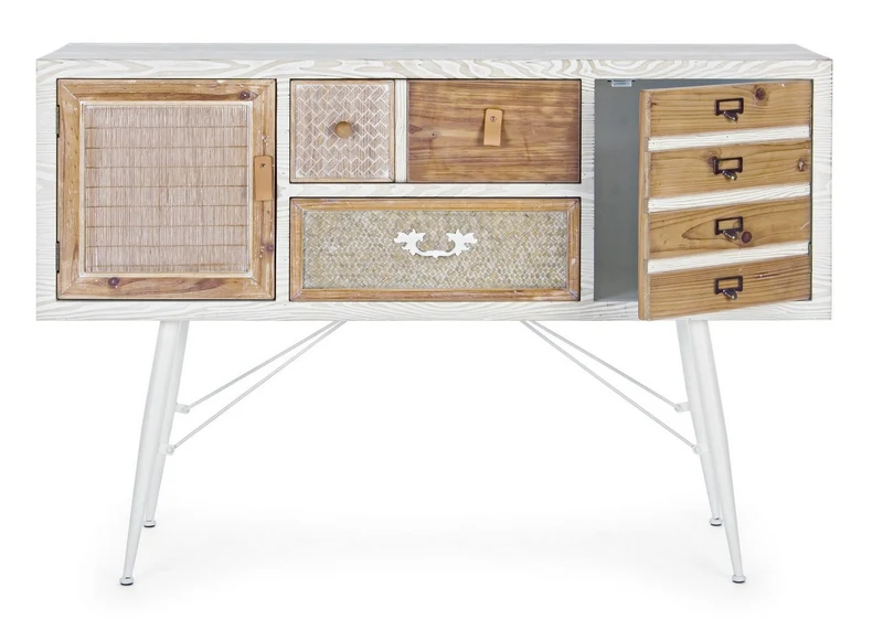Credenza "Eloise", struttura in legno MDF o legno di abete, pomelli in acciaio, stile naturale