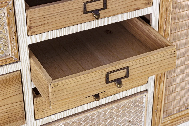 Credenza "Eloise", struttura in legno MDF o legno di abete, pomelli in acciaio, stile naturale