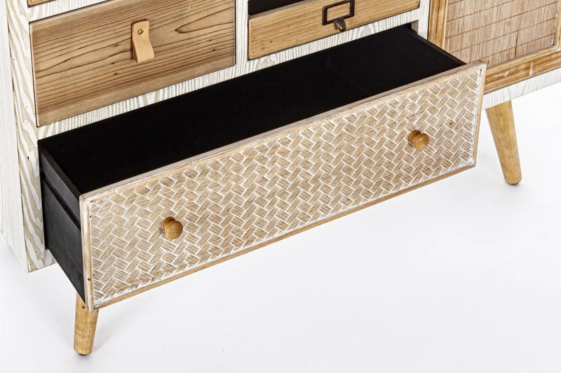Credenza "Eloise", struttura in legno MDF o legno di abete, pomelli in acciaio, stile naturale