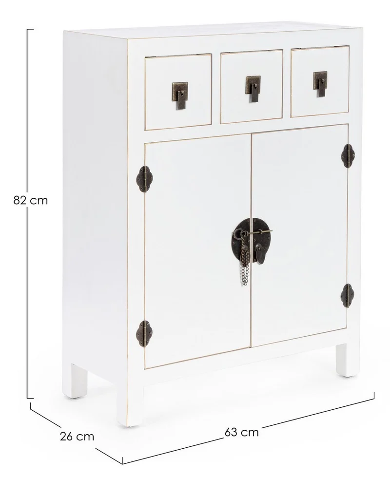 Mobile "Pechino", struttura in legno MDF, finitura a base di nitrocellulosa, maniglie in acciaio
