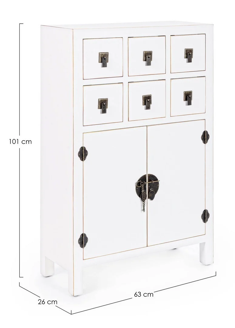 Mobile "Pechino", struttura in legno MDF, finitura a base di nitrocellulosa, maniglie in acciaio