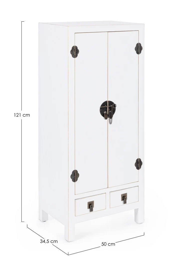 Mobile "Pechino", struttura in legno MDF, finitura a base di nitrocellulosa, maniglie in acciaio