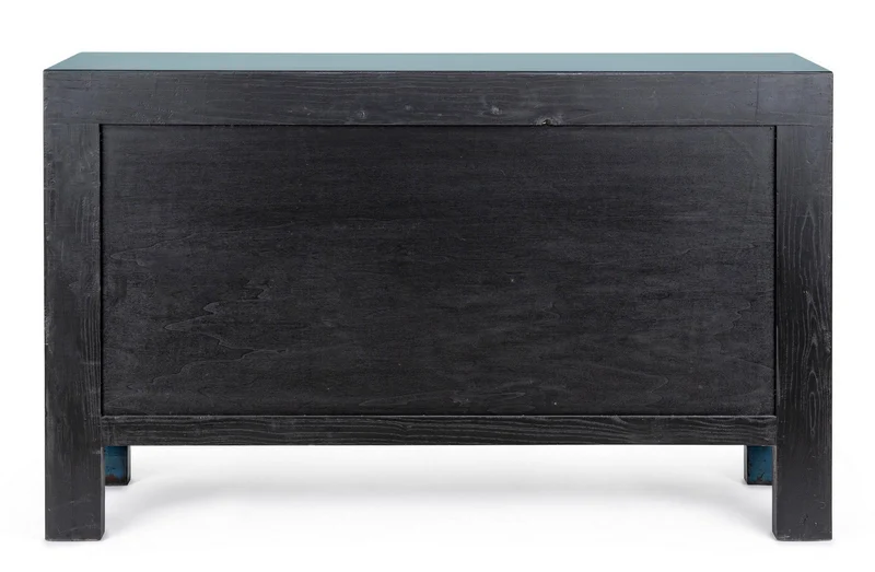 Credenza "Jinan", struttura in legno di olmo riciclato, con finitura lucida, maniglie in rame