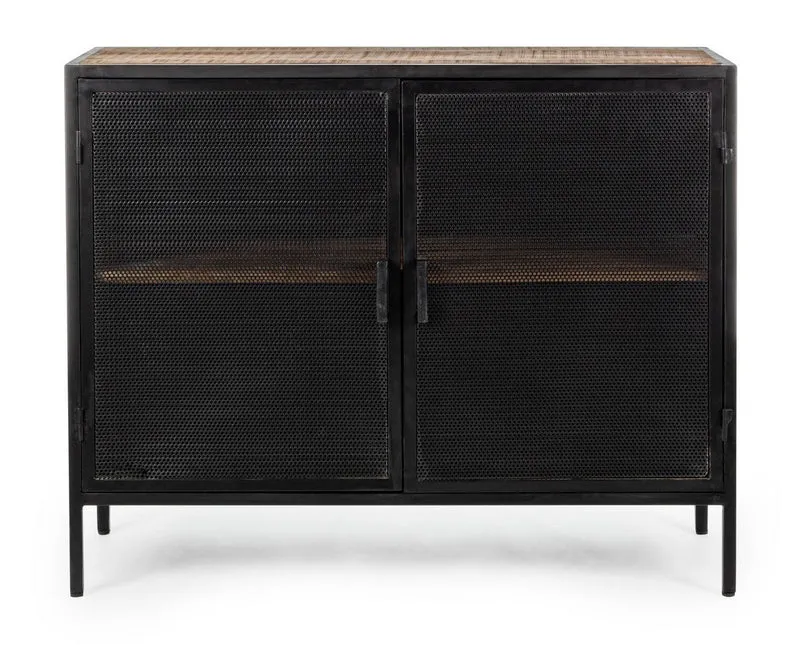 Credenza "Roderic" 2 ante con struttura in acciaio verniciato, stile industriale