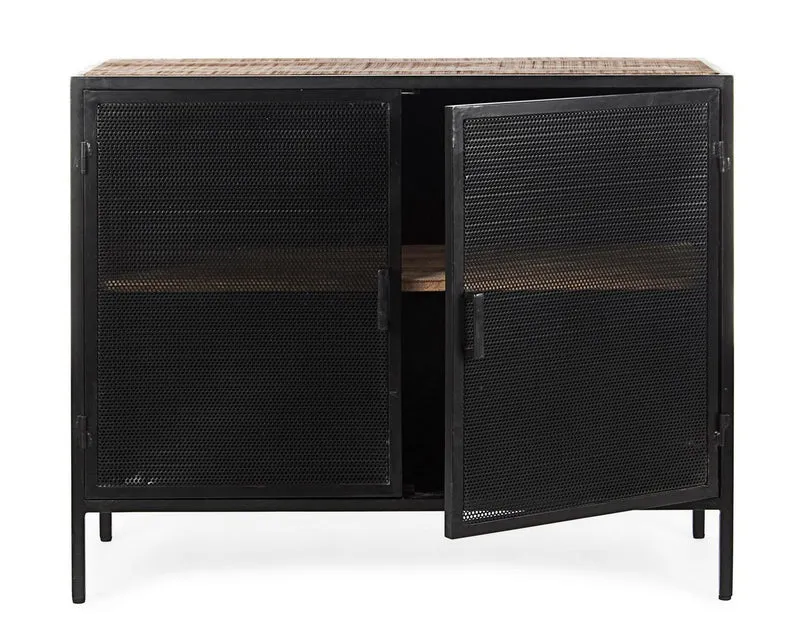 Credenza "Roderic" 2 ante con struttura in acciaio verniciato, stile industriale