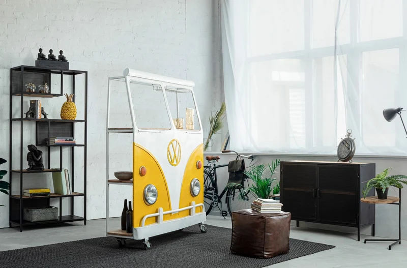 Credenza "Roderic" 2 ante con struttura in acciaio verniciato, stile industriale