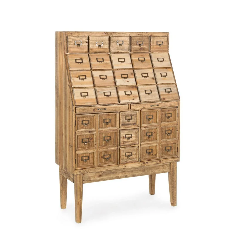 Dispensa "Sixtem" 2 ante e 25 cassetti con struttura e cassetti in legno di pino, stile industriale