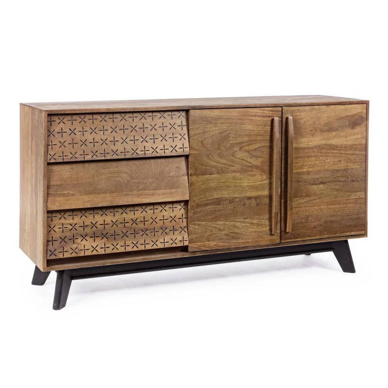 Credenza "Emira" con struttura e piedini in legno di mango, stile vintage
