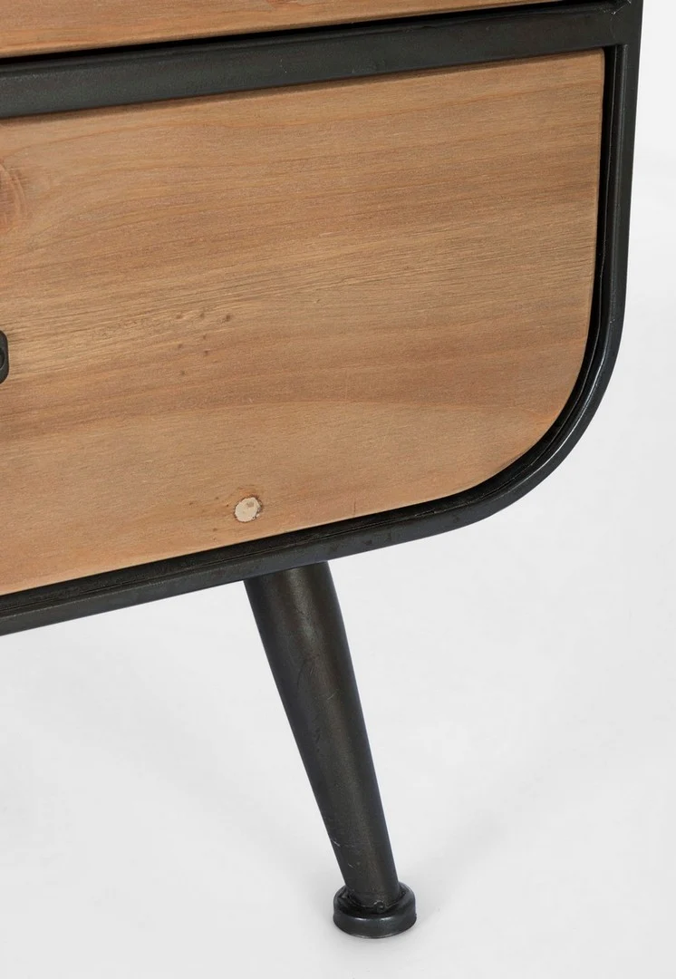 Credenza "Elton" con struttura in acciaio, cassetti in legno di abete, stile vintage