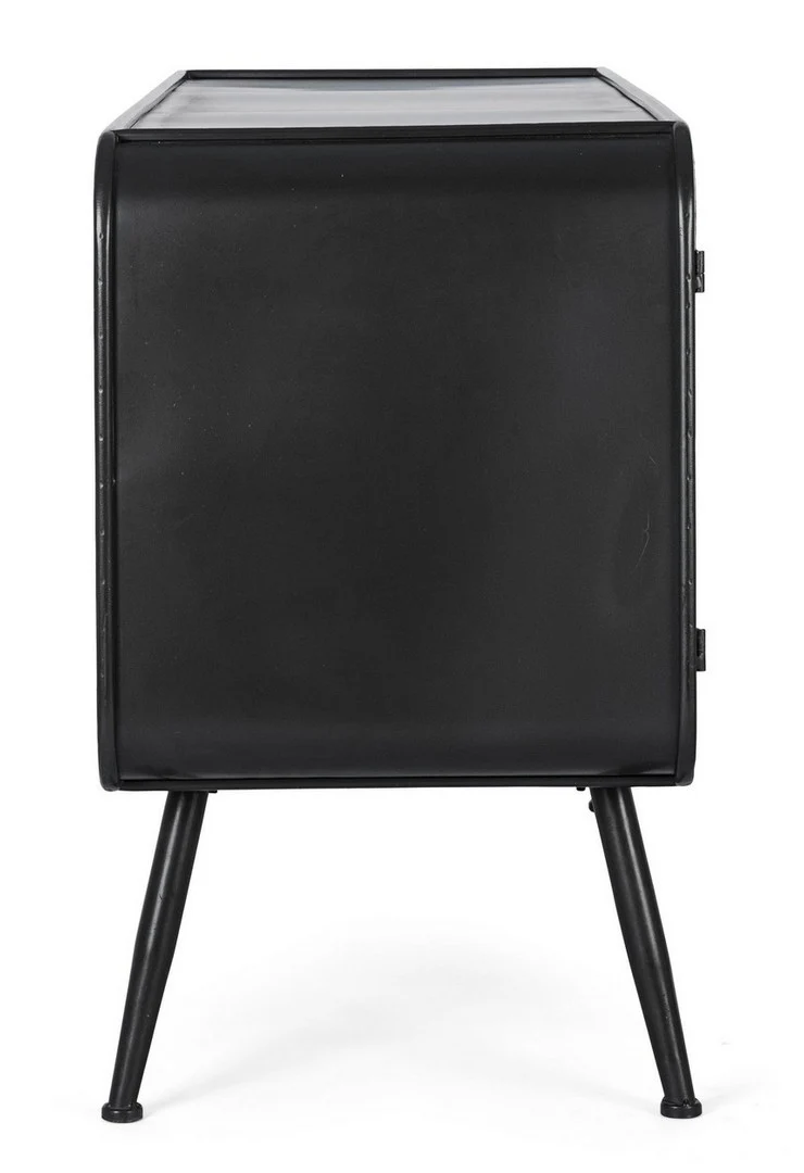 Credenza "Elton" con struttura in acciaio, cassetti in legno di abete, stile vintage