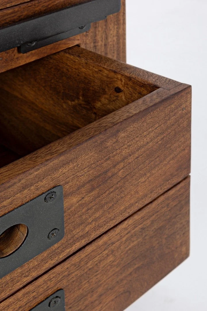 Credenza "Jupiter" con struttura in legno di mango, maniglie in acciaio, stile vintage