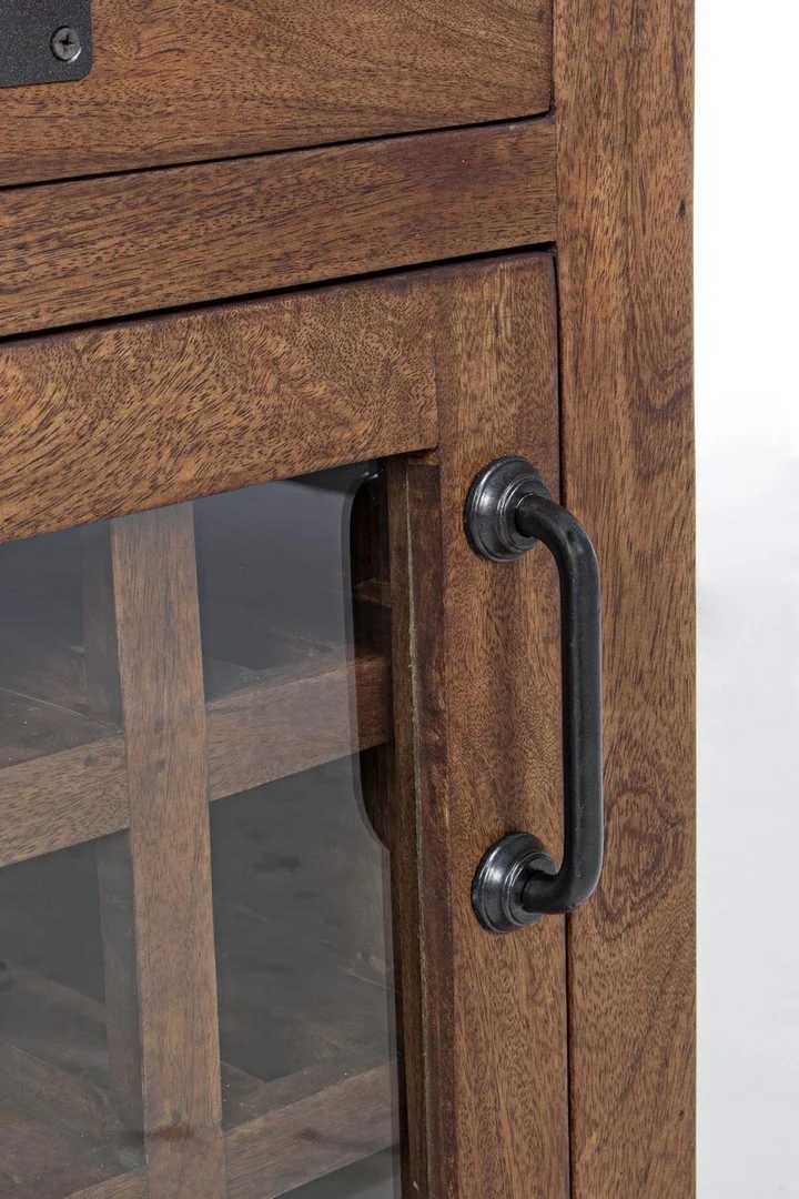 Credenza "Jupiter" con struttura in legno di mango, maniglie in acciaio, stile vintage