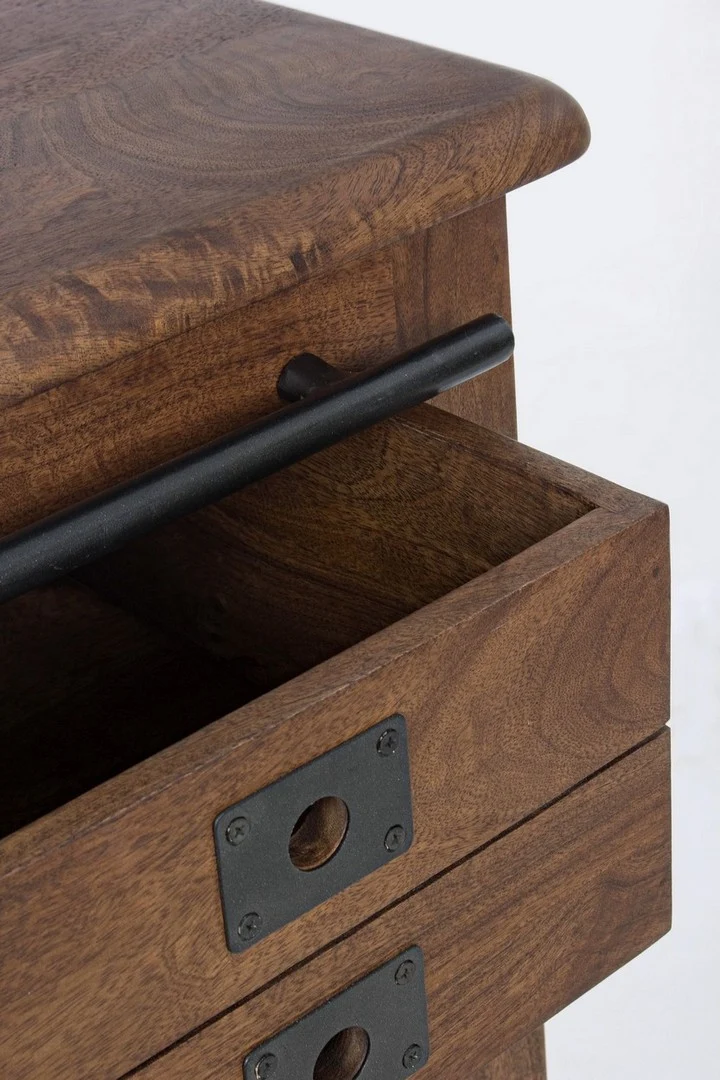 Credenza "Jupiter" con struttura in legno di mango, maniglie in acciaio, stile vintage