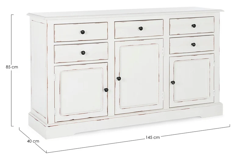 Credenza "Jefferson" con struttura in legno di mango, finitura anticata, stile classico