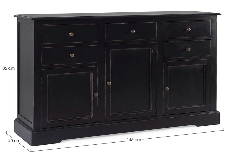 Credenza "Jefferson" con struttura in legno di mango, finitura anticata, stile classico