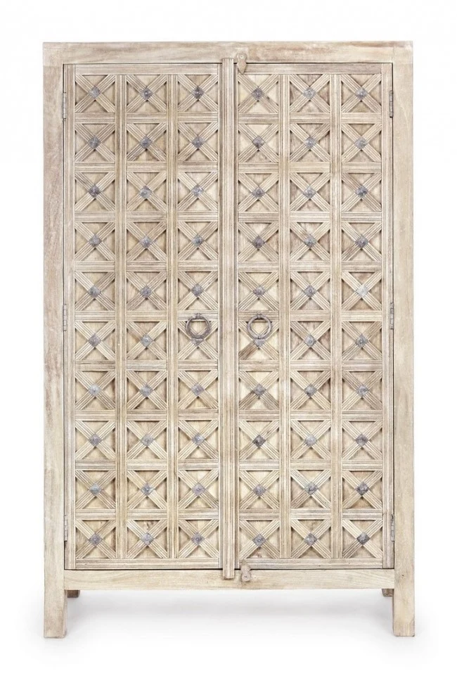 Credenza "Engrave" con struttura in legno di mango, decorazioni intarsiate, stile naturale