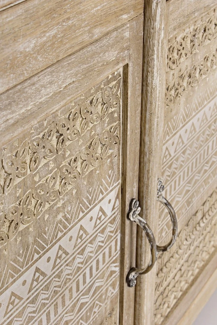 Credenza "Mayra" con struttura in legno di mango, decorazioni a mano, stile naturale