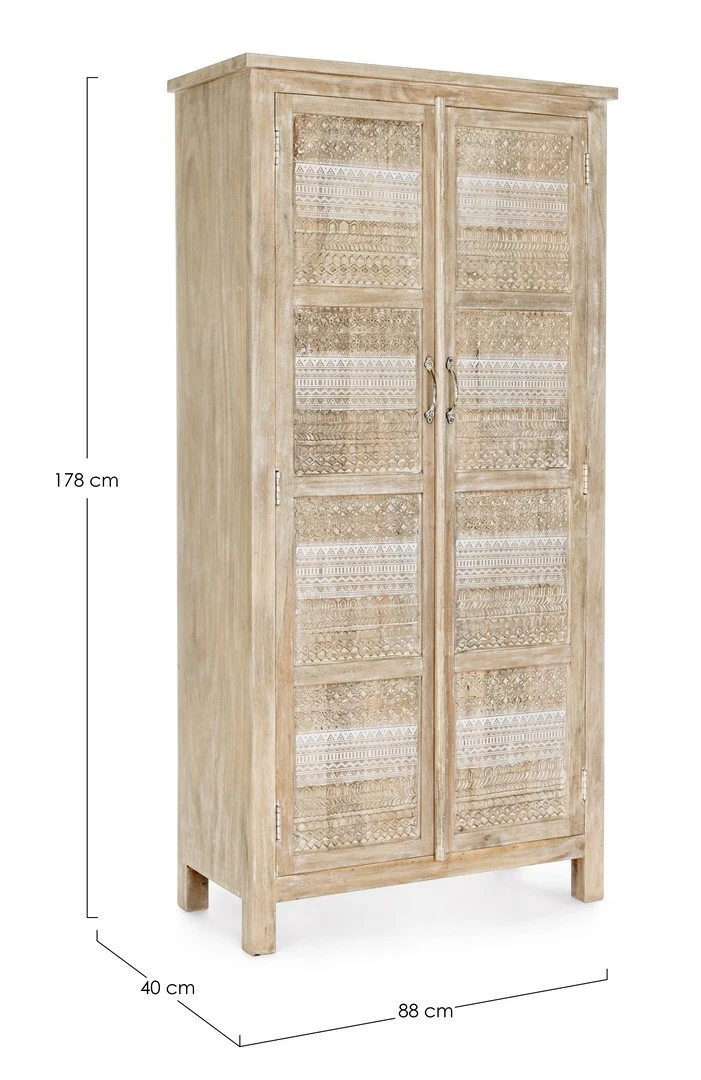 Credenza "Mayra" con struttura in legno di mango, decorazioni a mano, stile naturale