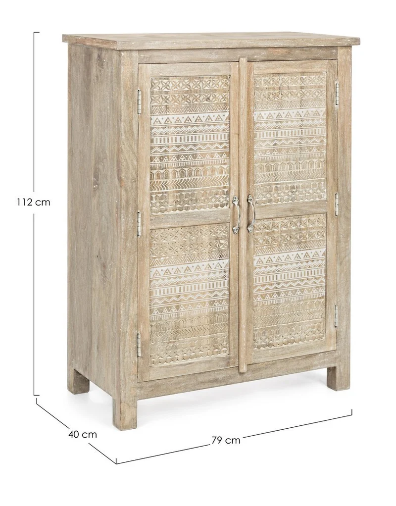 Credenza "Mayra" con struttura in legno di mango, decorazioni a mano, stile naturale