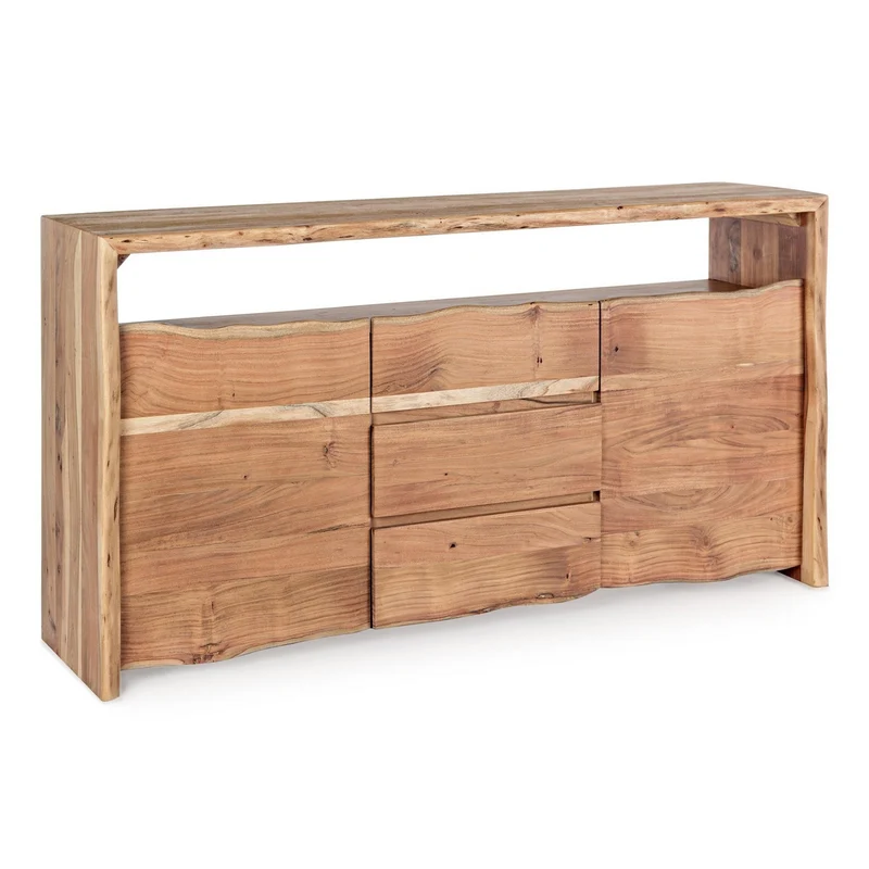 Credenza "Eneas", 2 ante e 3 cassetti, struttura in legno di acacia, 160 cm