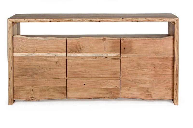 Credenza "Eneas", 2 ante e 3 cassetti, struttura in legno di acacia, 160 cm
