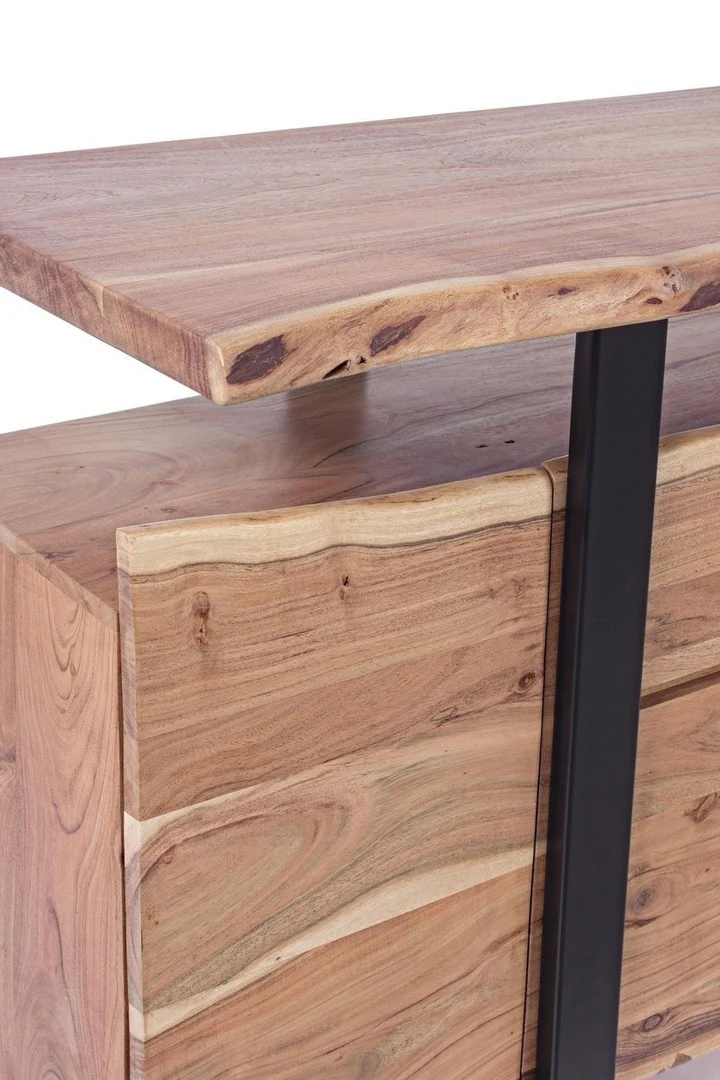 Credenza "Artur", 4 ante e 2 cassetti, struttura in legno di acacia e acciaio, 175 cm