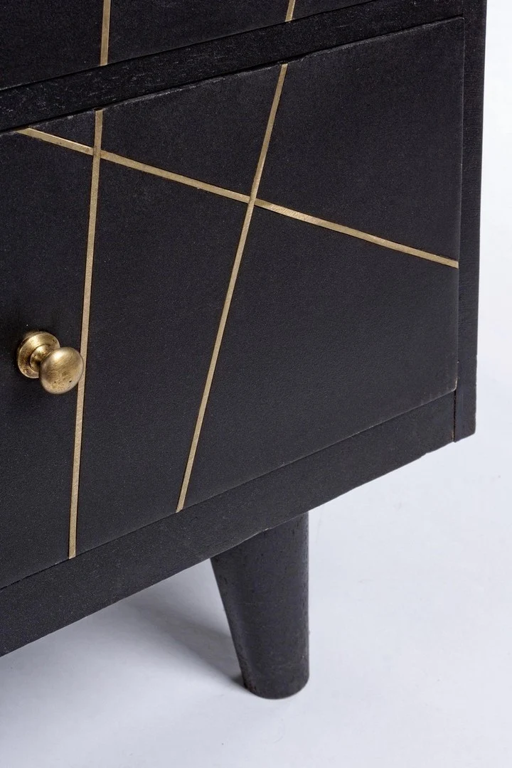 Credenza "Lineas" con struttura in legno di mango, cassetti in mdf, stile moderno