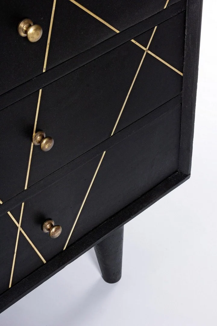 Credenza "Lineas" con struttura in legno di mango, cassetti in mdf, stile moderno