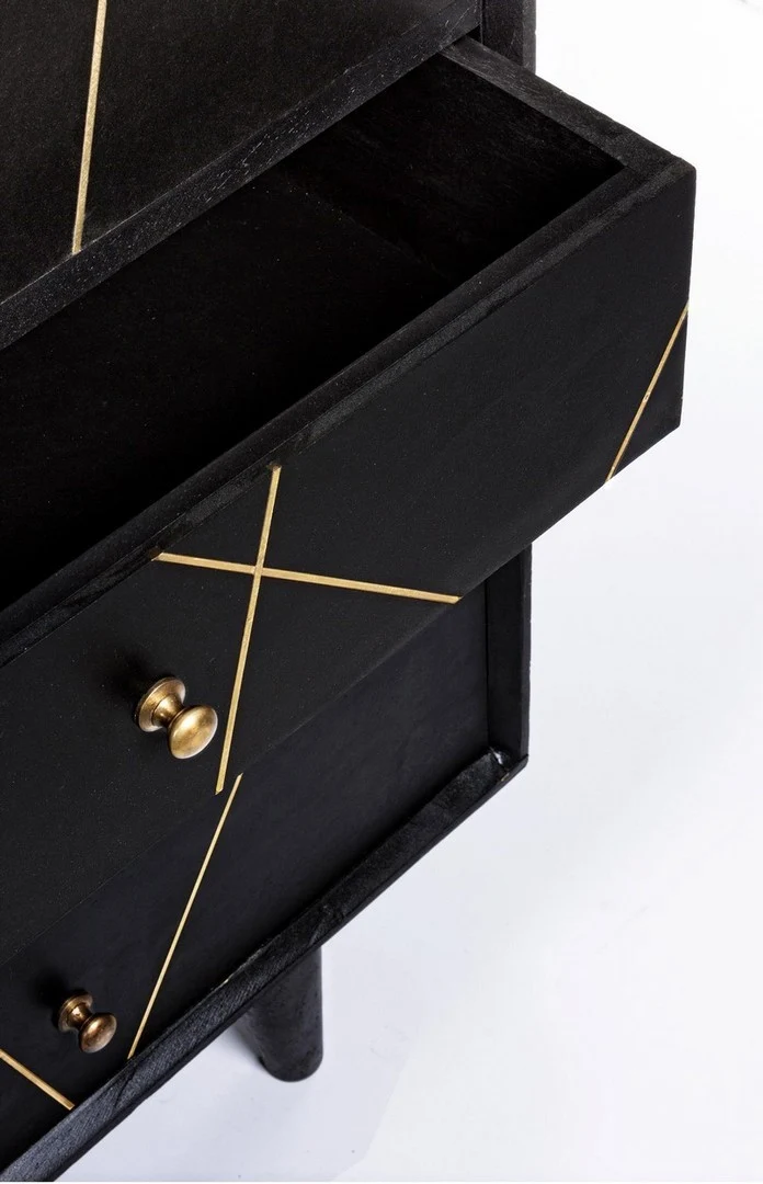 Credenza "Lineas" con struttura in legno di mango, cassetti in mdf, stile moderno