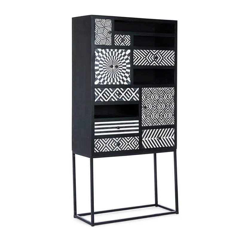 Credenza "Janesh" 4 ante, 6 cassetti, con struttura in legno di mango, stile moderno