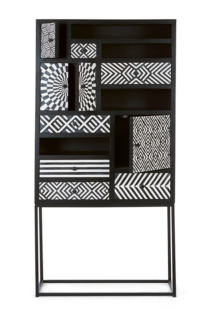 Credenza "Janesh" 4 ante, 6 cassetti, con struttura in legno di mango, stile moderno