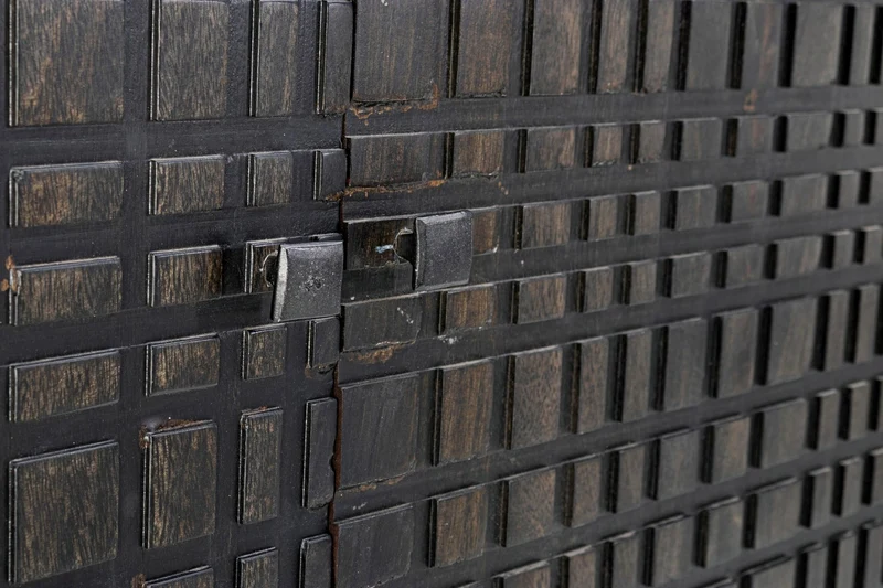 Credenza "Dorset" con struttura in acciaio, cassetti in legno, stile industriale